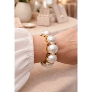 Nordstrom Open Edit Chunky Pearl Stretch Bracelet New